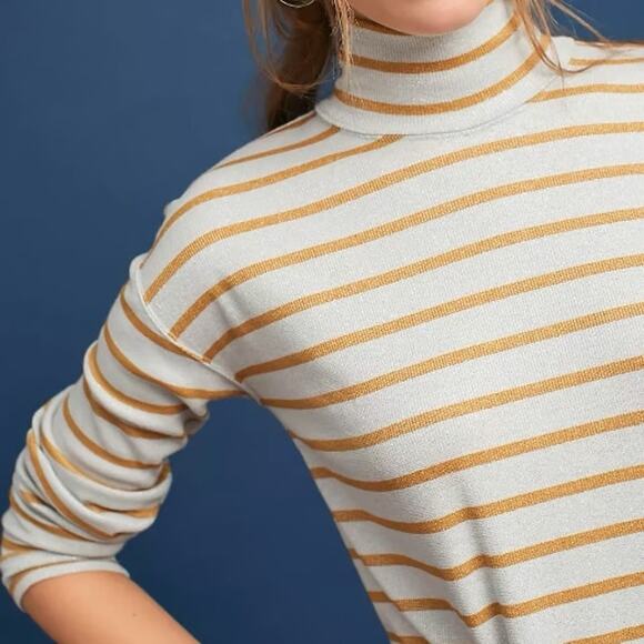 Anthropologie Vanessa Virginia Shining Silver and Gold Turtleneck Tunic - Picture 3 of 11